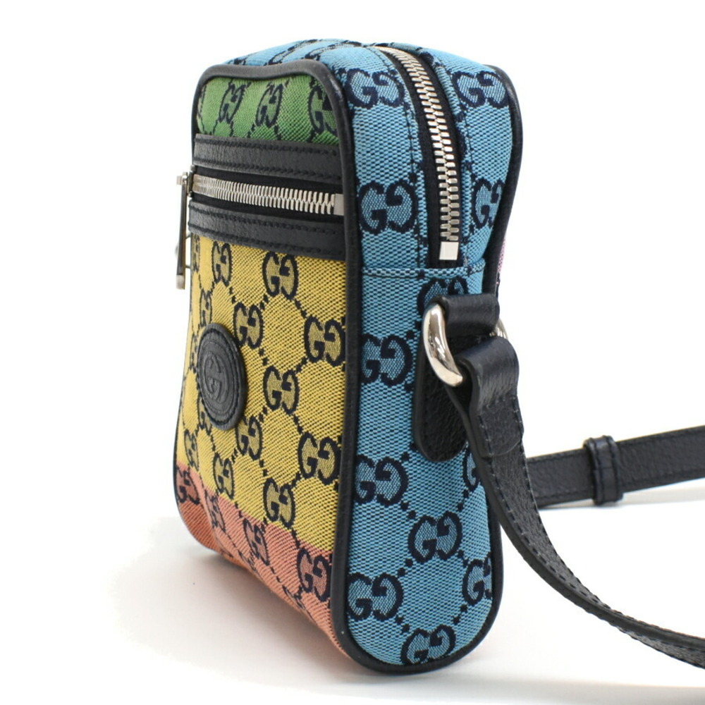Gucci Crossbody Shoulder Bag Canvas Leather Multicolore - Picture 2 of 9